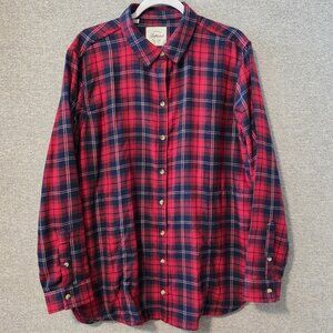Jachs Girlfriend Red and Navy Plaid Flannel Size XL
